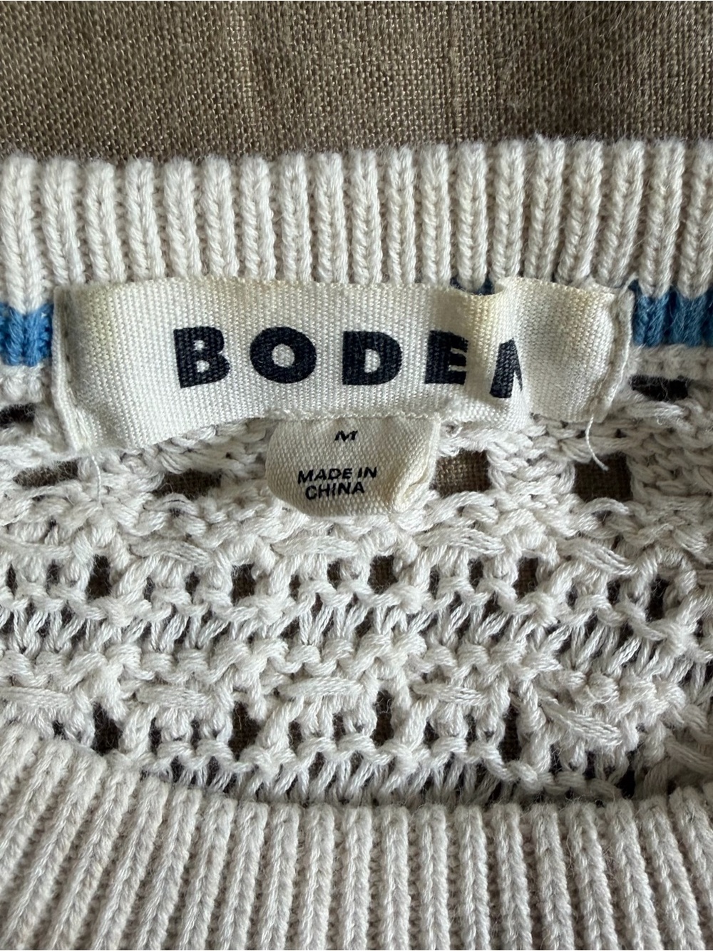 Boden Cream Crochet Knit Sleeveless Top with Fringe - Picture 2 of 4